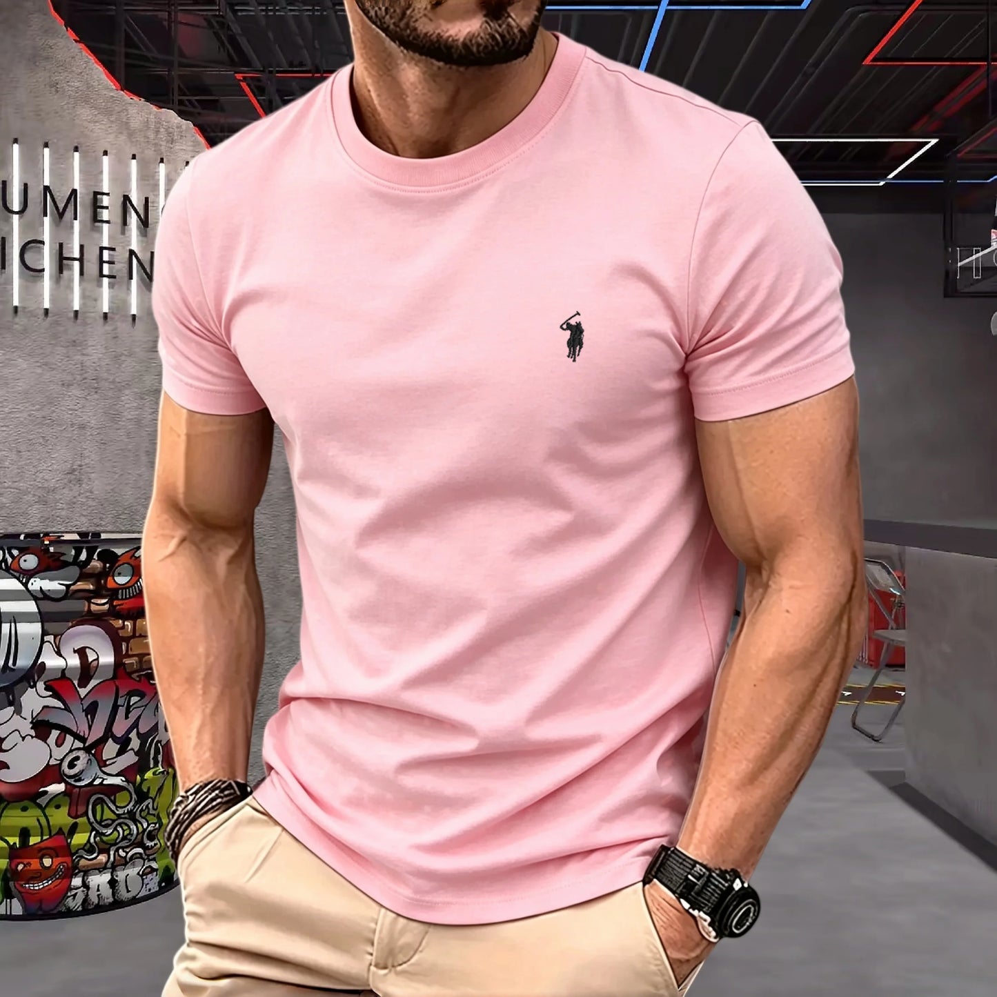brand round neck short sleeved men's 2026 summer fashion