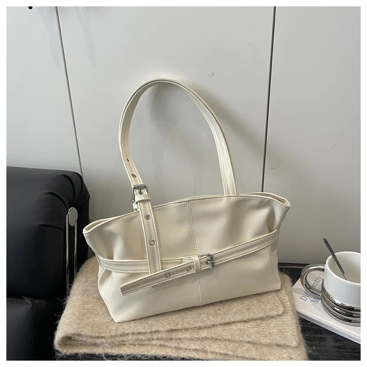 Large Capacity Women's Shoulder Bag Tote Commuter Bag Simple Vintage Cross-Border New Style Bag Versatile Sensation 2025