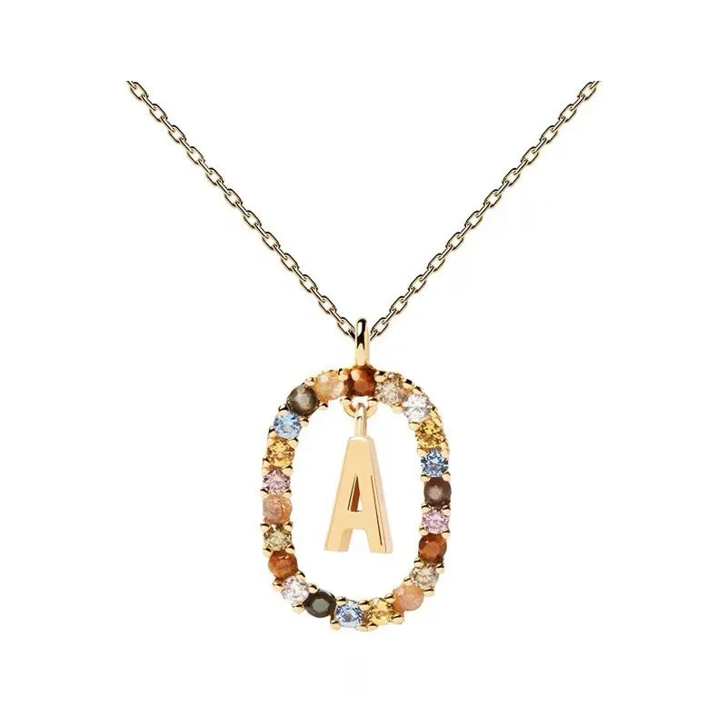 Creative A-Z Letter Pendant Women's Necklace Sweet Versatile Adjustable Chain Lobster Clasp Colorful Jewelry Popular 2026 Gift