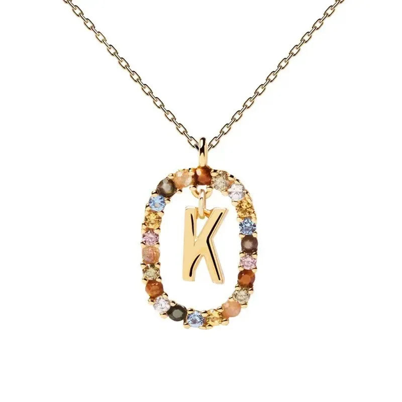 Creative A-Z Letter Pendant Women's Necklace Sweet Versatile Adjustable Chain Lobster Clasp Colorful Jewelry Popular 2026 Gift