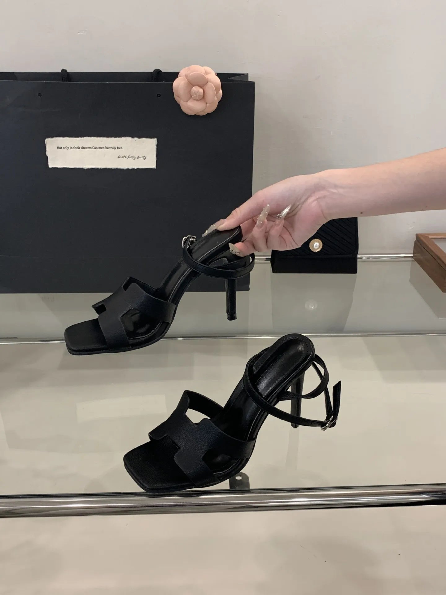 Alionly 2026 New Summer Fashion Open Toe Sandals Women Metal Buckle Narrow Band Thin Low Heel Gladiator Party Shoes