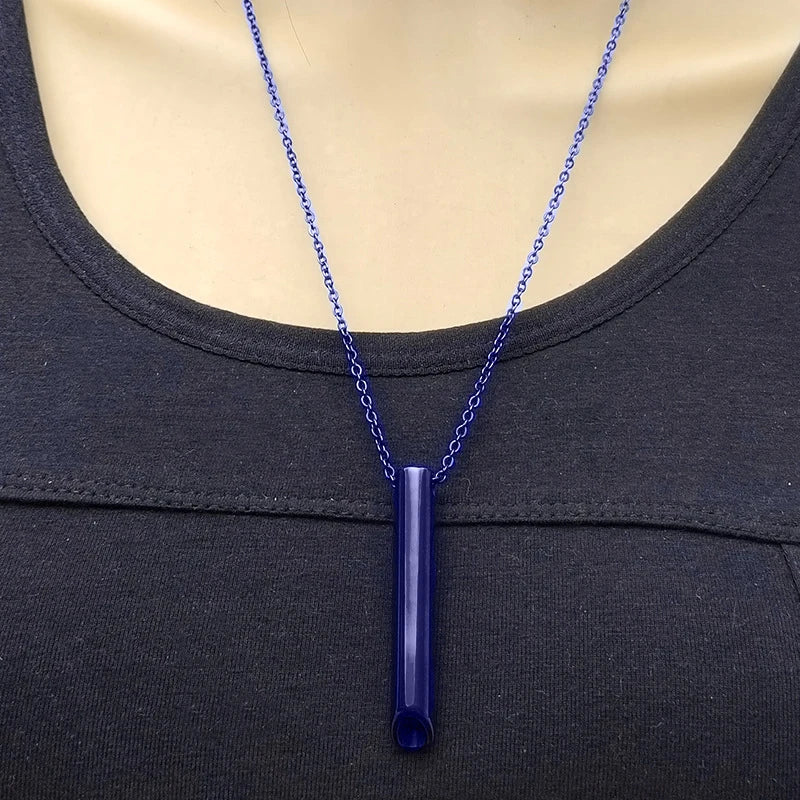 528Hz Meditation Breathing Necklace Stainless Steel Mindful Breathing Whistle for Anxiety & Stress Relief Yoga Gift