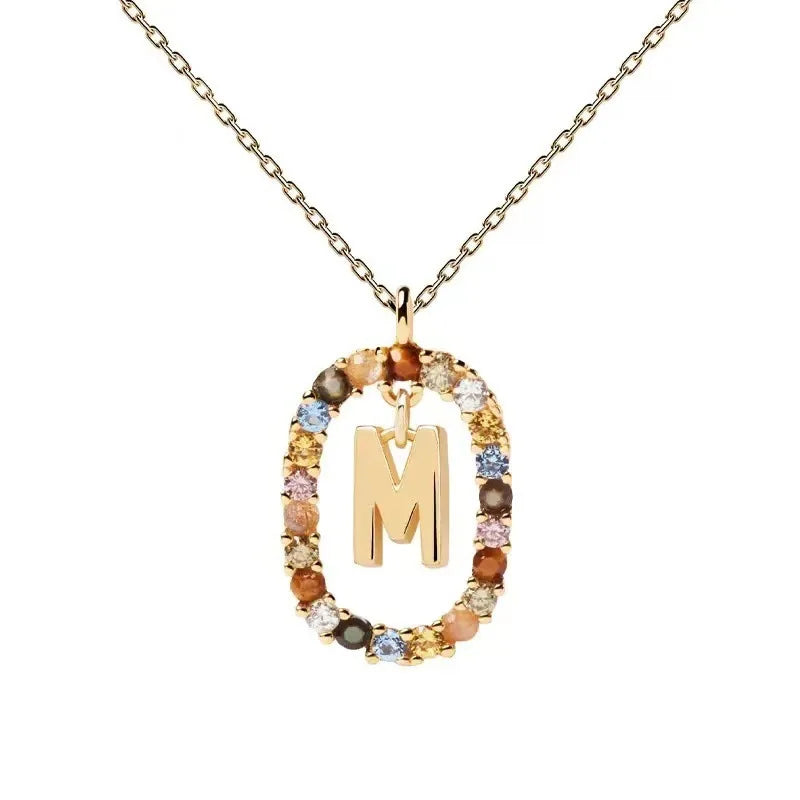 Creative A-Z Letter Pendant Women's Necklace Sweet Versatile Adjustable Chain Lobster Clasp Colorful Jewelry Popular 2026 Gift