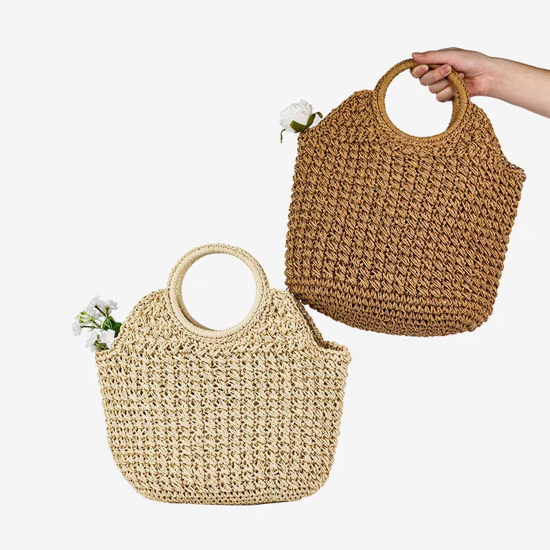 Woven Banquet Handbag Summer Bohemian Seaside Vacation Beach Bag Fashionable Advanced Clip Crossbody Bag Brand Women's Woven Bag