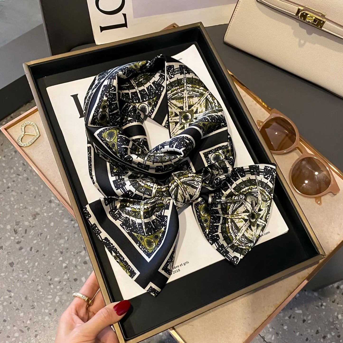 Long Silk Scarf Bag Tie Women Neck Skinny Scarves Hair band Foulard Horse Print Brand Lady Neckerchief Ribbon