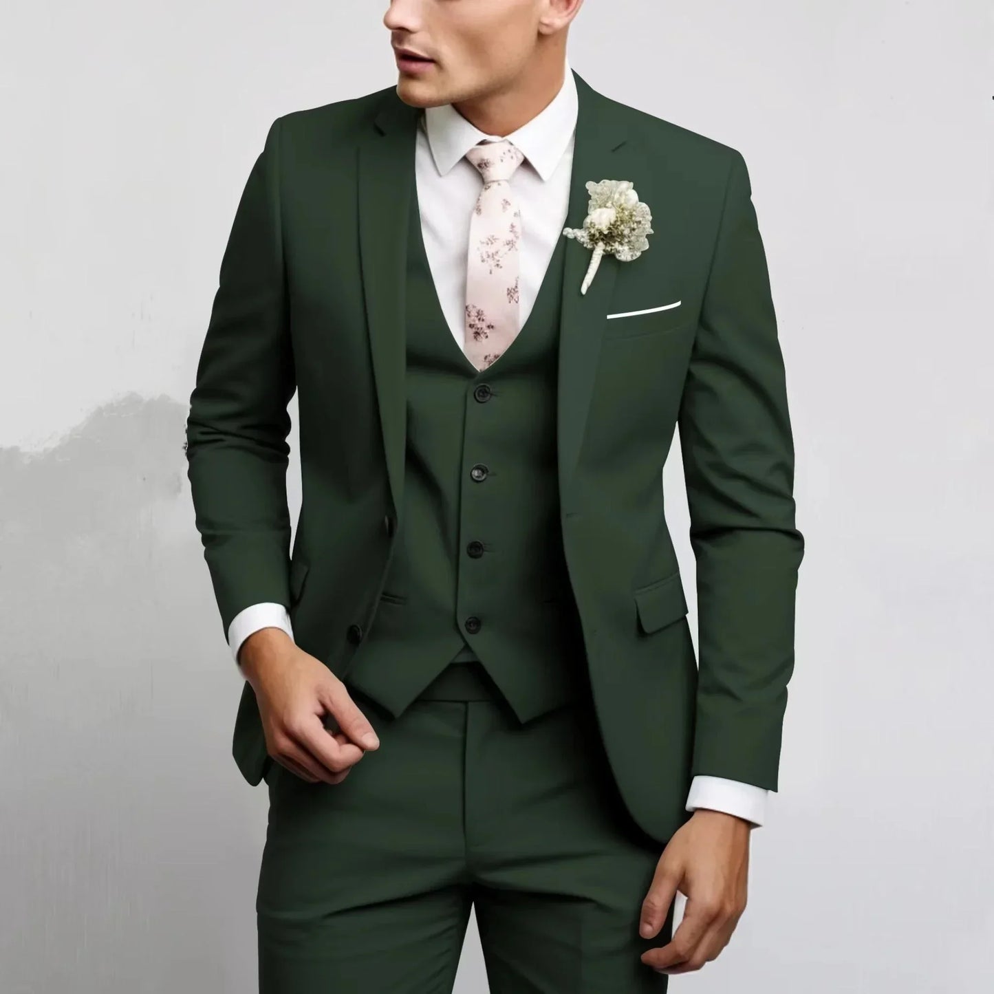 Casual Men's Suits  Slim Regular Fit 3 Piece Elegant Tuxedos Notch Lapel Blazer Vest Pants for Evening Party  Formal  Wedding