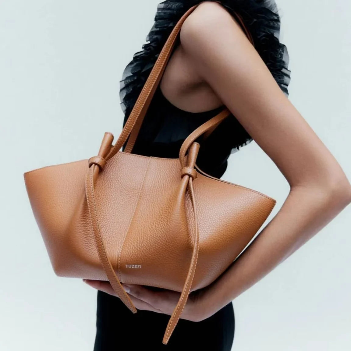 Yuzefi Women Shoulder Bag Solid Color Leather Simple Atmospheric Design Large Capacity Women Crossbody Multifunctiona Handbag