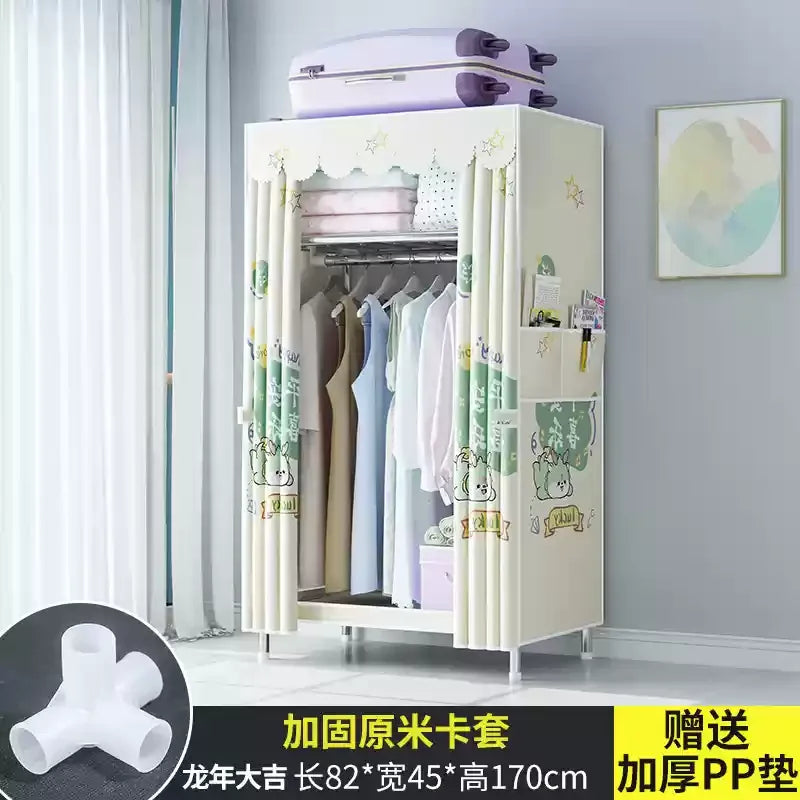 ‌Portable Fabric Closet, Multi-Tier Steel Wardrobe, Rust-Resistant Compact Cabinet Waterproof Storage Organizer with Multi-Color