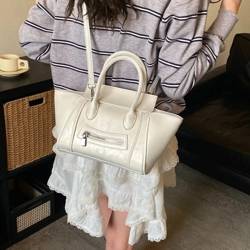 Large Capacity Square Satchel Diaper Bag Women Elegant Leather Handbag Original Retro Trendy Letter Logo For Business