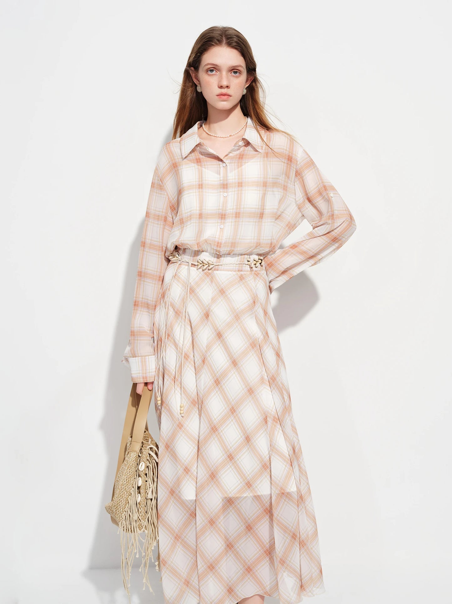 FSLE  Retro Checkered Elegant Commuter Dress for Women Spring 2026 New Arrival Quick-Drying Easy-Care WIth Inner camisole Dress