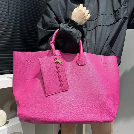 2026Sac à main surdimensionné en cuir végétalien pour femme, sac de shopping de grande capacité, simple et polyvalent