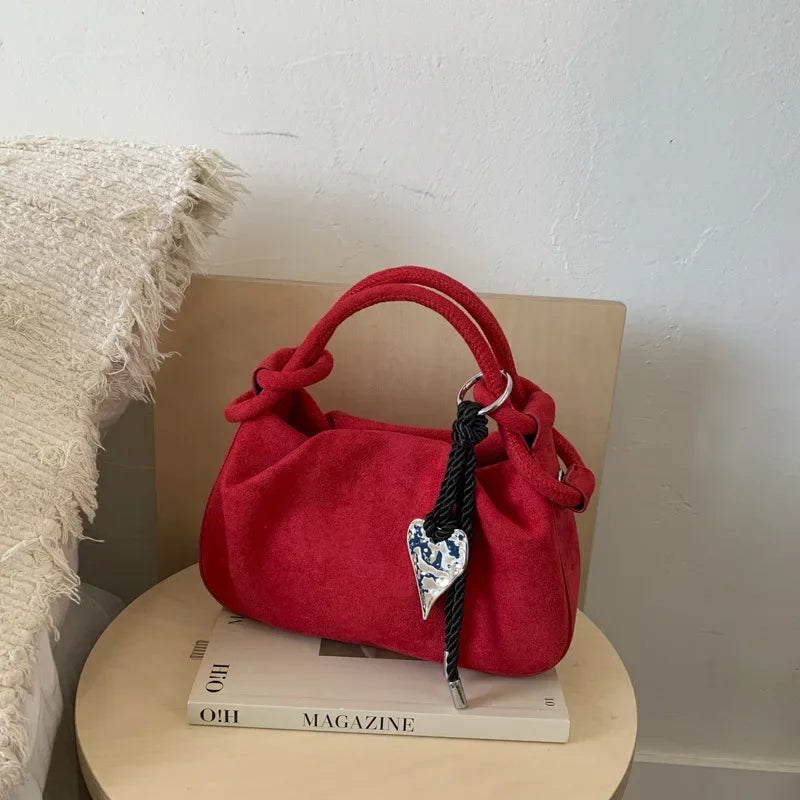 Small Suede Fashion Leather Shoulder Bags for Women 2026 Luxury Designer Brand Trend Crossbody Bag Females Short Handle Handbags