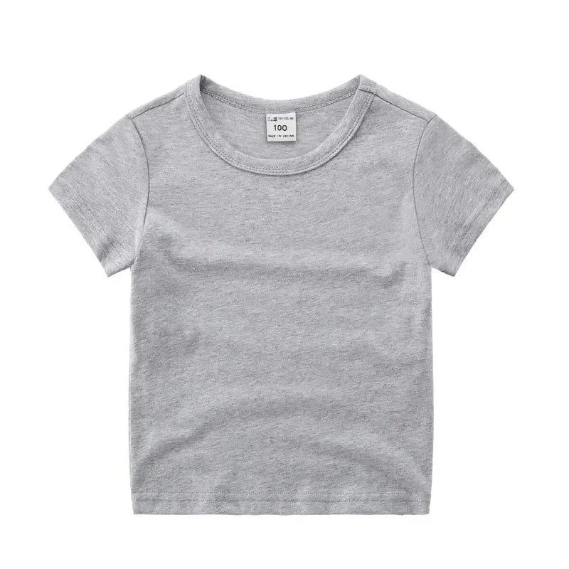 Summer Kids Short Sleeve T-Shirt Toddler Girls Cotton Colour Plain Tee Crewneck Boys T-Shirts Solid Tee Summer Children Clothes