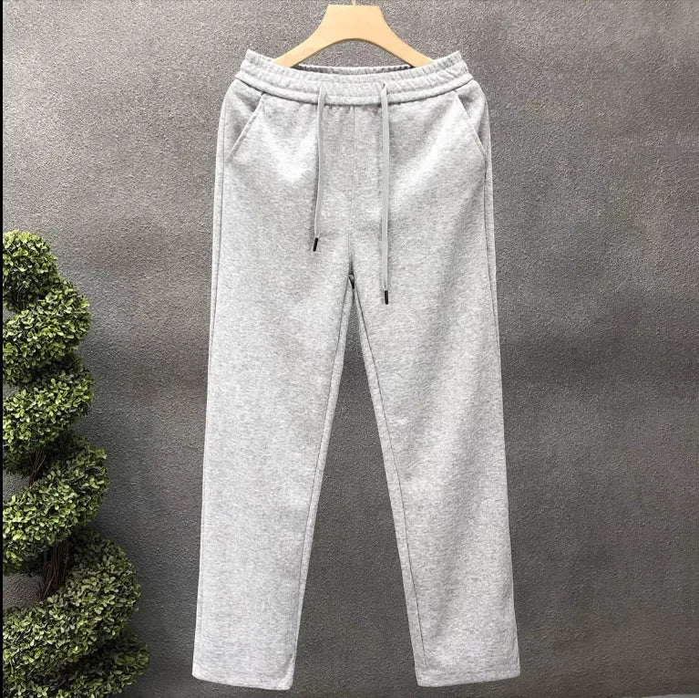 Cotton Gray Straight Leg Sweatpants Men's Paris Collection
