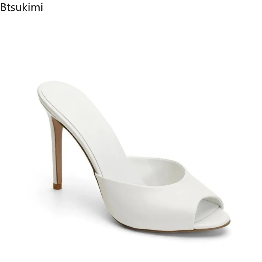 New 2026 Summer Women's High Heeled Sandals Sexy Peep Toe Pointed Toe Thin Heels Shoes Outdoor Designer Ladies Party Slippers