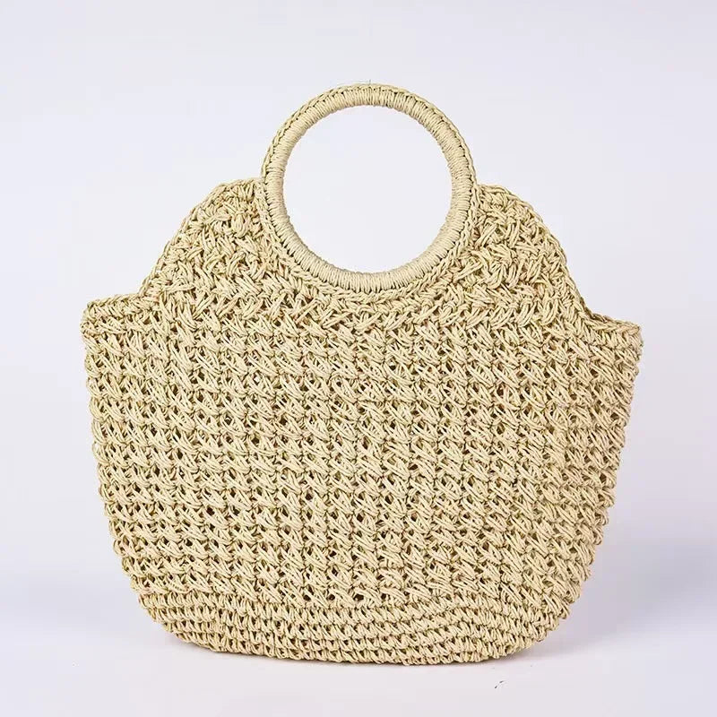 Woven Banquet Handbag Summer Bohemian Seaside Vacation Beach Bag Fashionable Advanced Clip Crossbody Bag Brand Women's Woven Bag