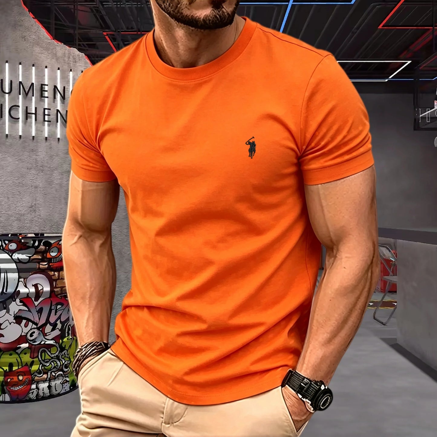 brand round neck short sleeved men's 2026 summer fashion