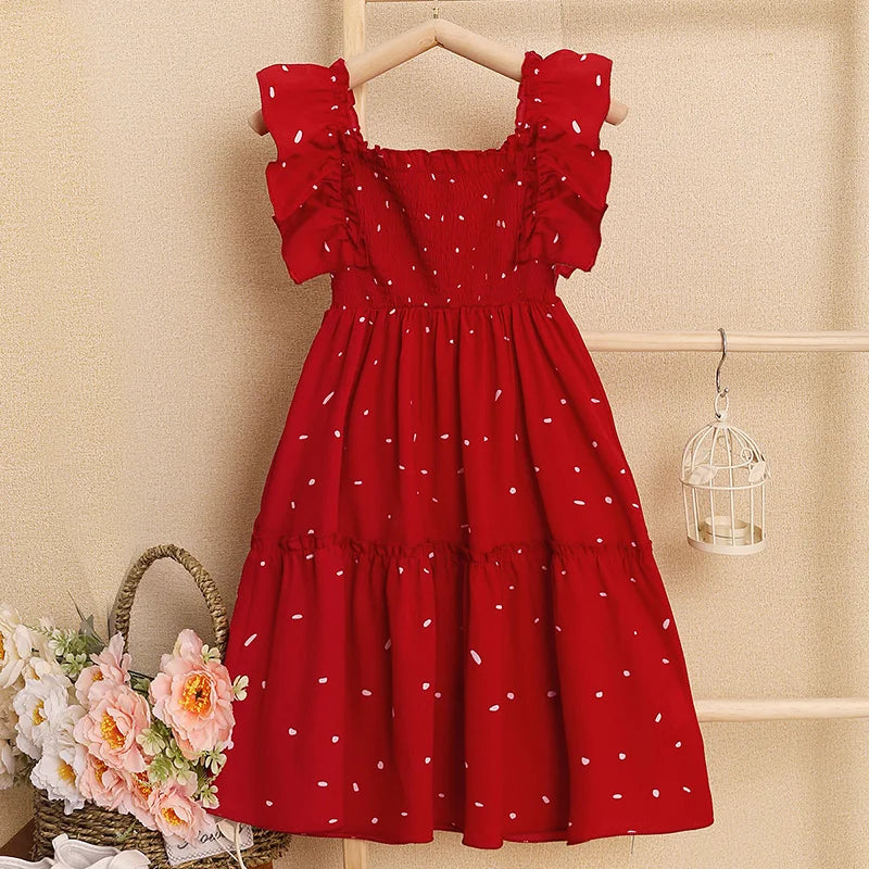 ZARA Summer Girl Clothes Sleeveless Dress Lace Cuff Suspender dress