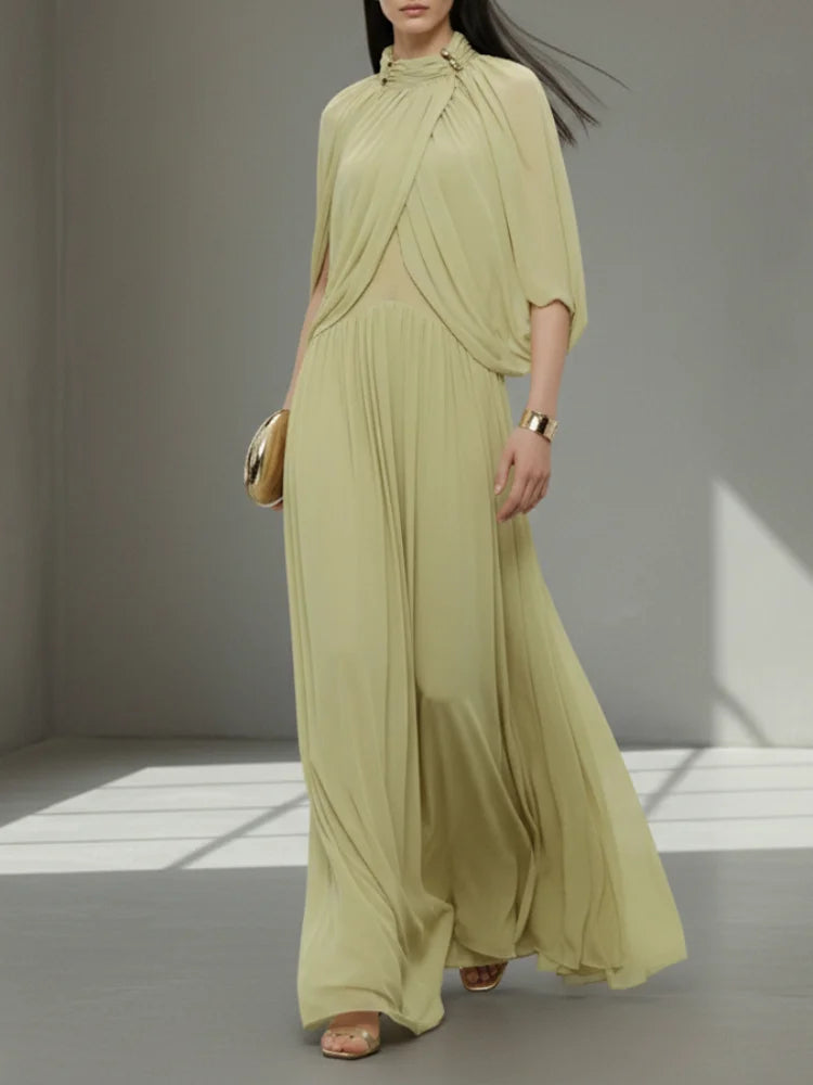 Chiffon Pleated Maxi Dress