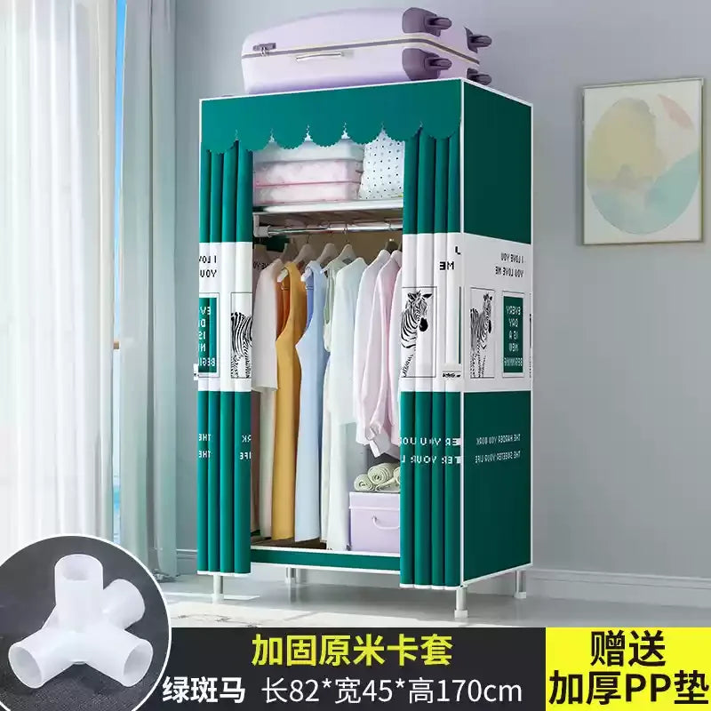 ‌Portable Fabric Closet, Multi-Tier Steel Wardrobe, Rust-Resistant Compact Cabinet Waterproof Storage Organizer with Multi-Color