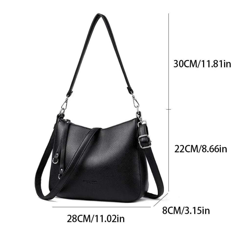 Genuine Brand Women's Soft PU Leather Shoulder Crossbody Bags Luxury Hand Bags Designer Ladies Messenger Commuting Sac A Main