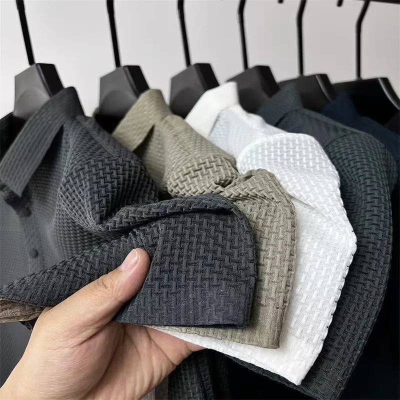 Summer men's loose and comfortable short-sleeved polo shirt ice silk breathable business fashion T-shirt high quality clothing