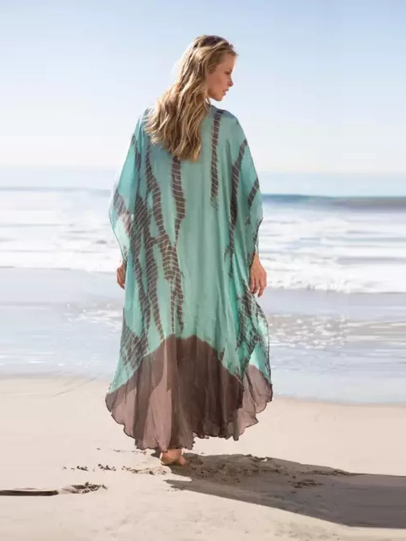 MAKABO Kaftan Dresses for Women, V Neck Moo Moos Colorful Print Cover Ups Caftan Beach Dresses for Swimwear