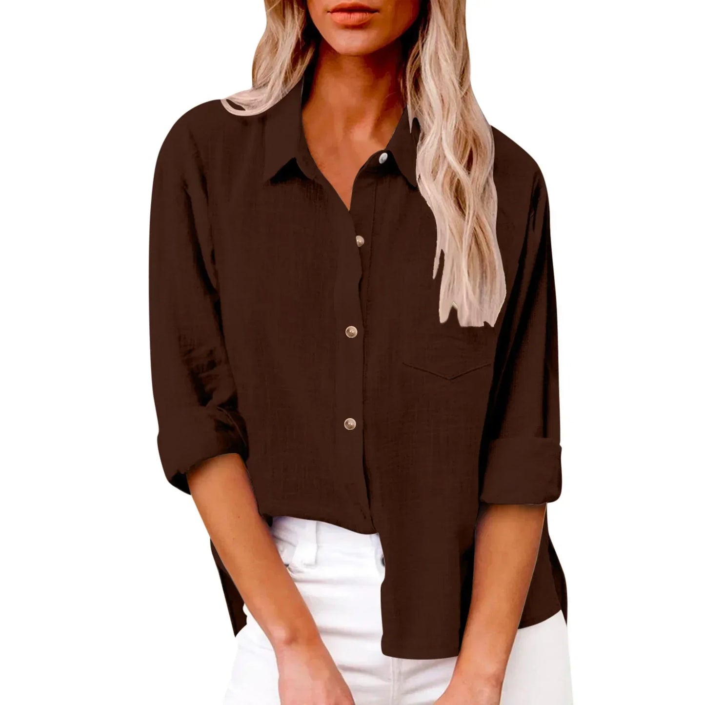 Cotton Linen Long Sleeve Shirts for Women T Shirt