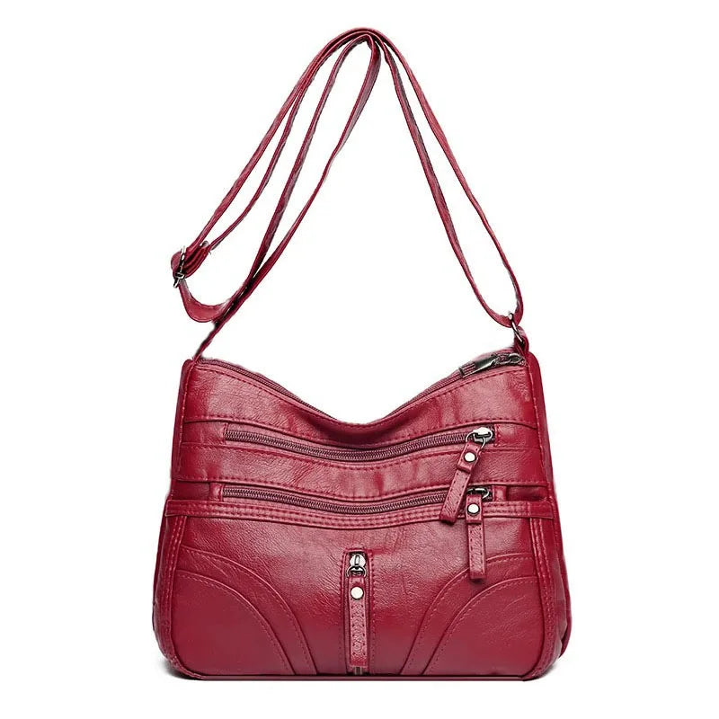 Fashion Women's Multi-color Leather Crossbody Bag for Daily Outings Commute Versatile Multi-pocket Stylish High-end Bag
