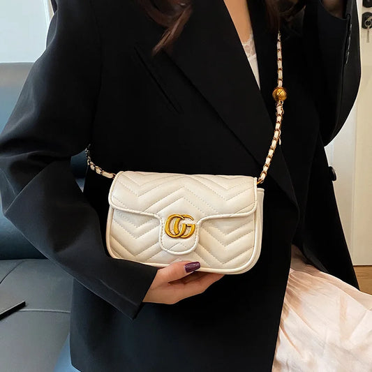 Fashion Design Women's Small Square Stylish Handbag Luxury Chain Crossbody Shoulder Handbags Luxury Embroidered Check Square Bag