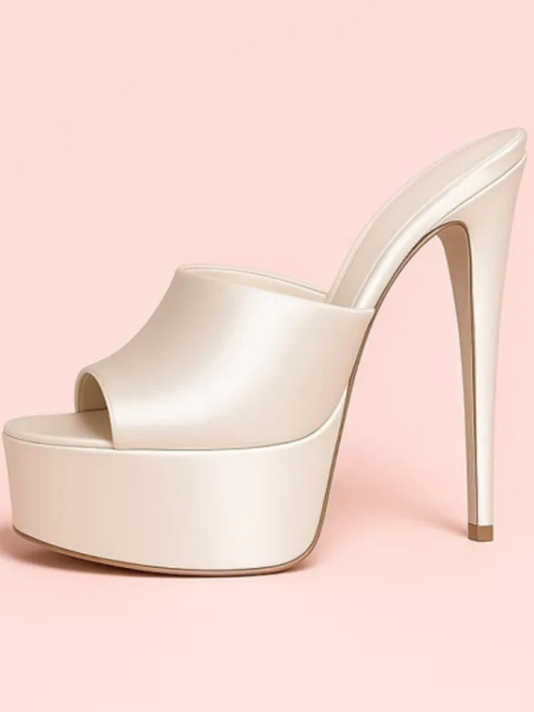 2026 Summer New Women's Thick Bottom, Fine High Heels, Toothed Cool Slippers, Fashion Show, Party, Ultra High Heel Sandals