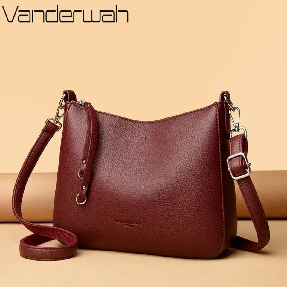 Genuine Brand Women's Soft PU Leather Shoulder Crossbody Bags Luxury Hand Bags Designer Ladies Messenger Commuting Sac A Main