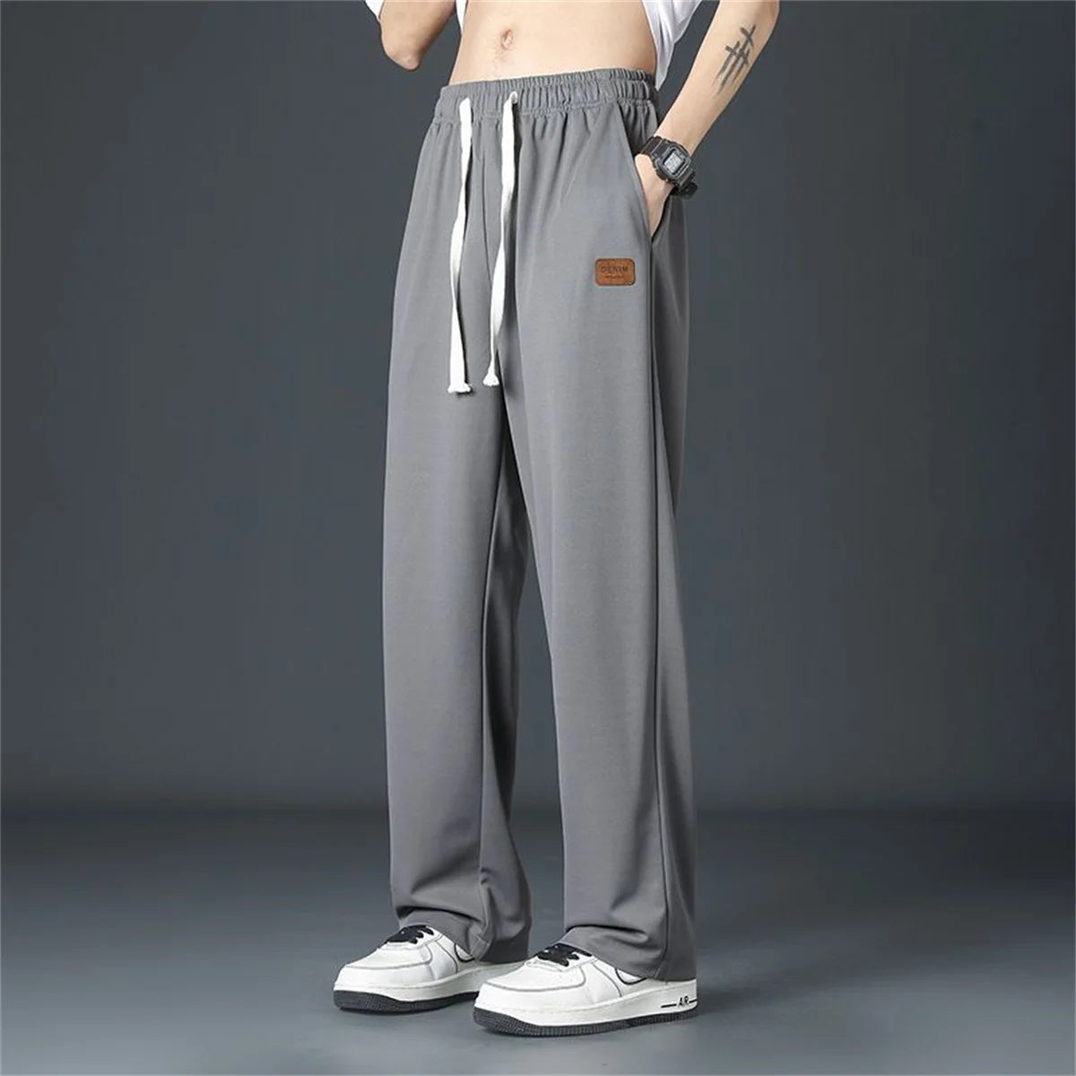 Black Straight Pants for Men's