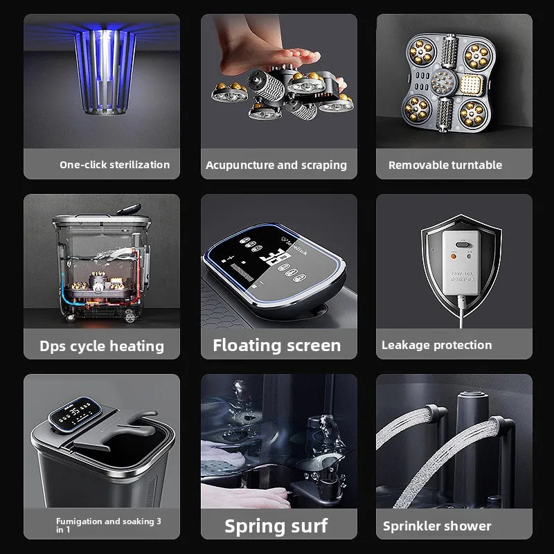 Electric Foot Bath Bucket Vibration Sterilization Foot Spa Bubbles Surfing Massage for Relieve Pressure Relaxation Foot Massager