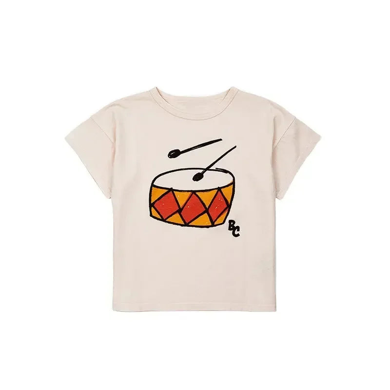 Summer Children's Casual T-Shirt Cartoon Print Short Sleeve Fun Inner Wear Korea Style Leisure INS New Product for Kids 2026
