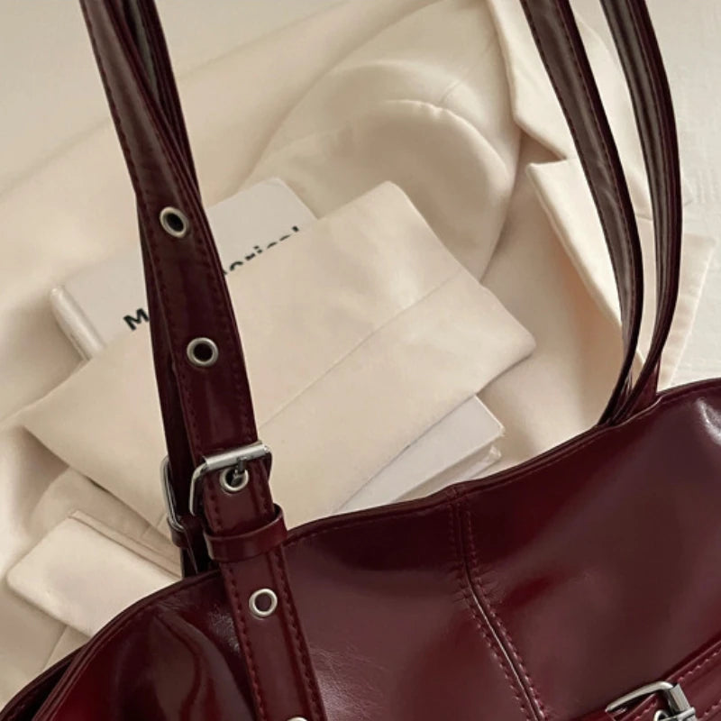 Large Capacity Women's Shoulder Bag Tote Commuter Bag Simple Vintage Cross-Border New Style Bag Versatile Sensation 2025