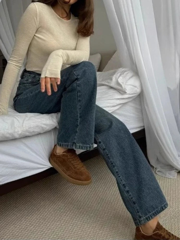 Y2K Vintage Jeans Women Loose Harajuku Casual Denim Pants High Waist Wide Leg Jeans Streetwear Female Pockets Trousers