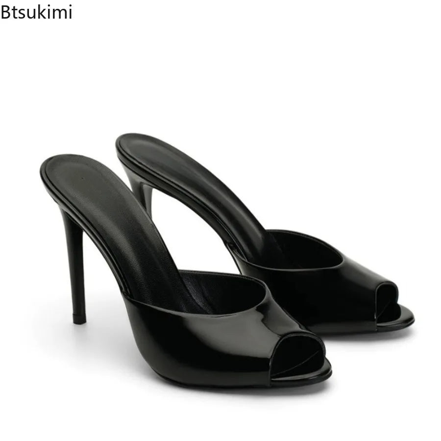 New 2026 Summer Women's High Heeled Sandals Sexy Peep Toe Pointed Toe Thin Heels Shoes Outdoor Designer Ladies Party Slippers