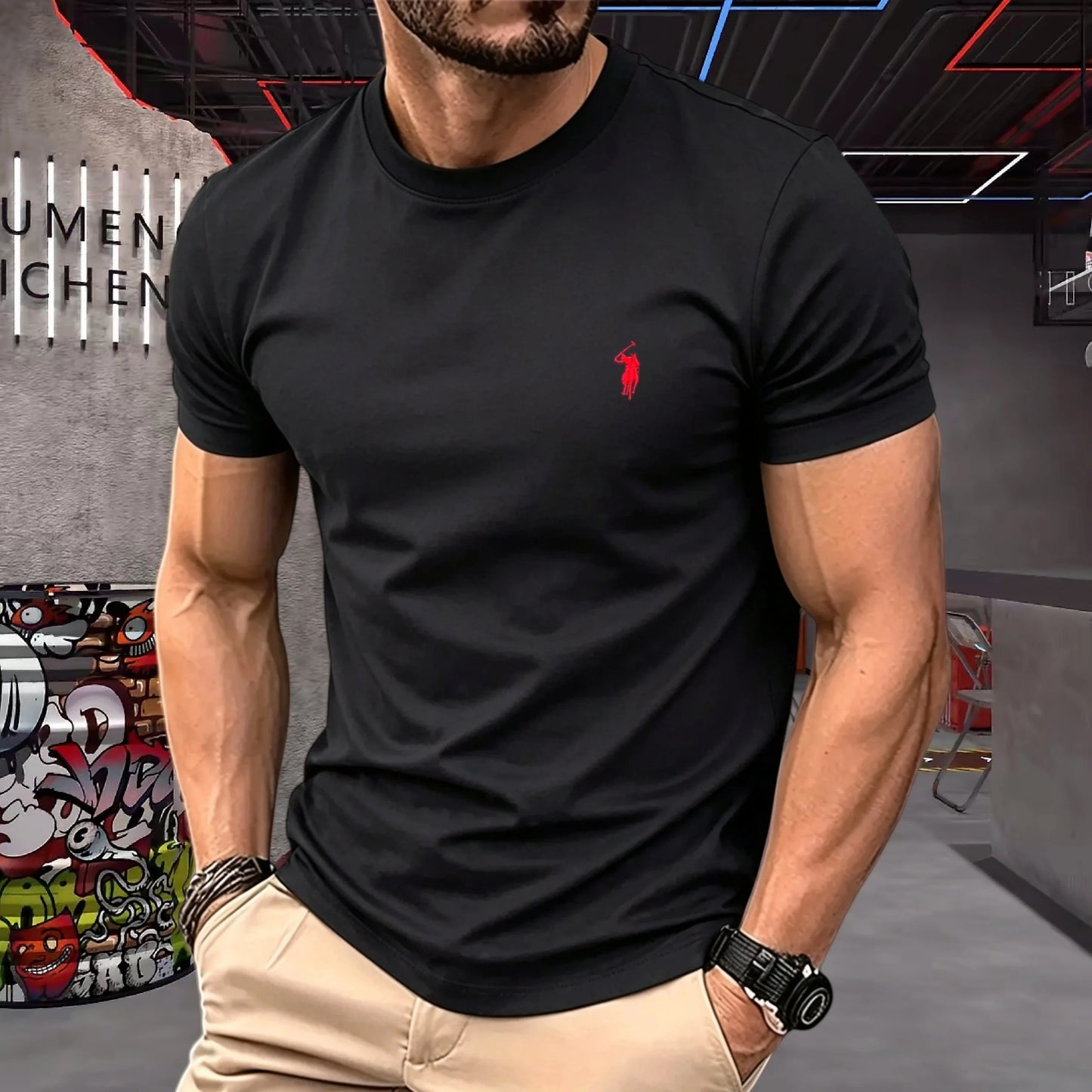 brand round neck short sleeved men's 2026 summer fashion