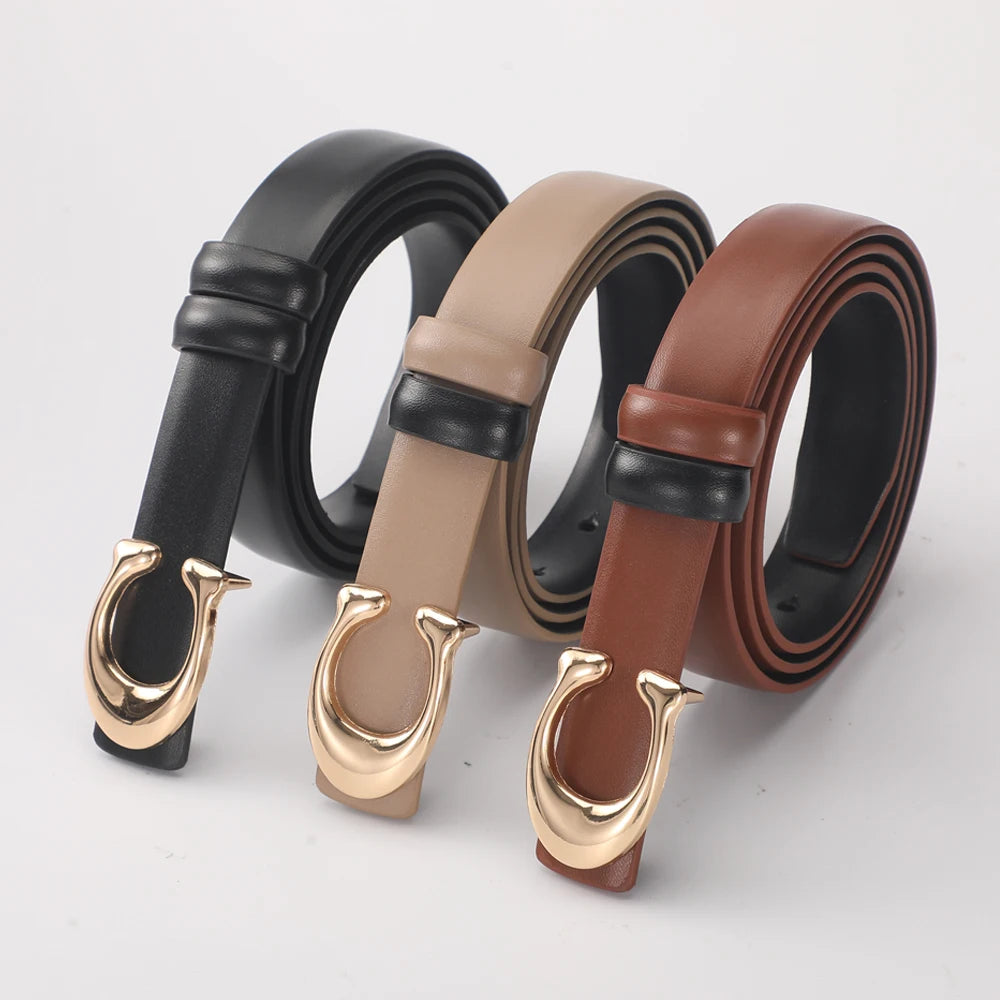 2-3pcs Fashion C-buckle Belt Simple Women Jeans Skirt Automatic Buckle Belt Trendy Women Birthday Party Gifts