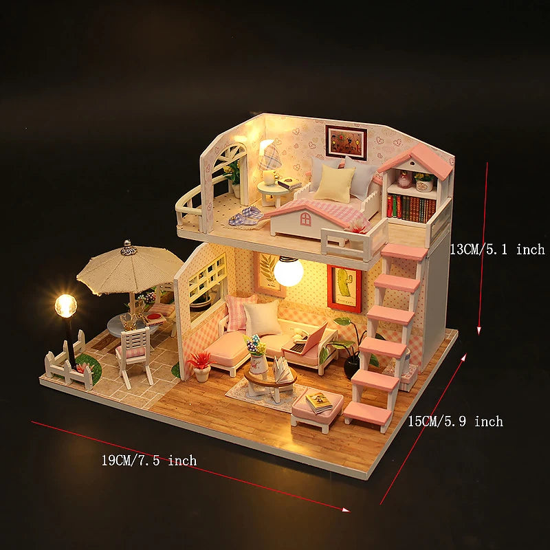 Wooden Miniature Doll House 3D Puzzle Assembly