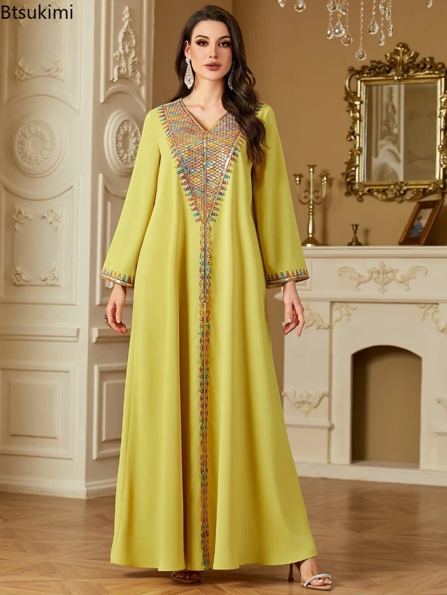 Elegant Dresses Women's Embroidery Long Sleeve Evening