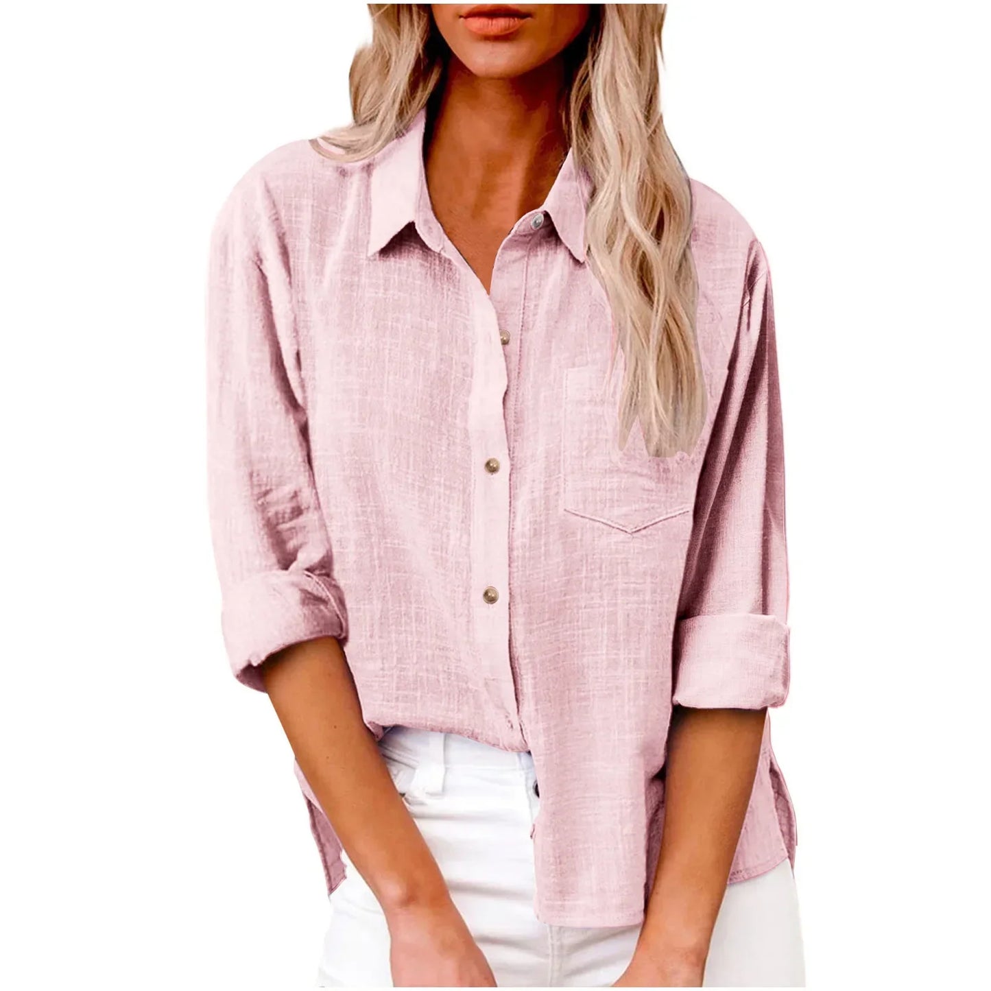 Cotton Linen Long Sleeve Shirts for Women T Shirt