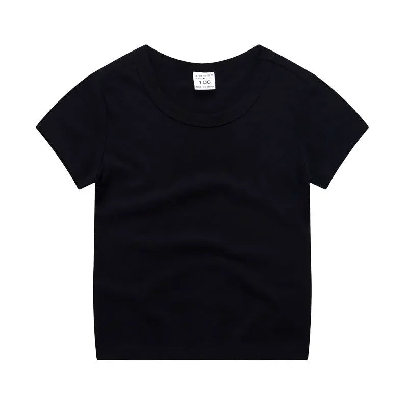 Summer Kids Short Sleeve T-Shirt Toddler Girls Cotton Colour Plain Tee Crewneck Boys T-Shirts Solid Tee Summer Children Clothes