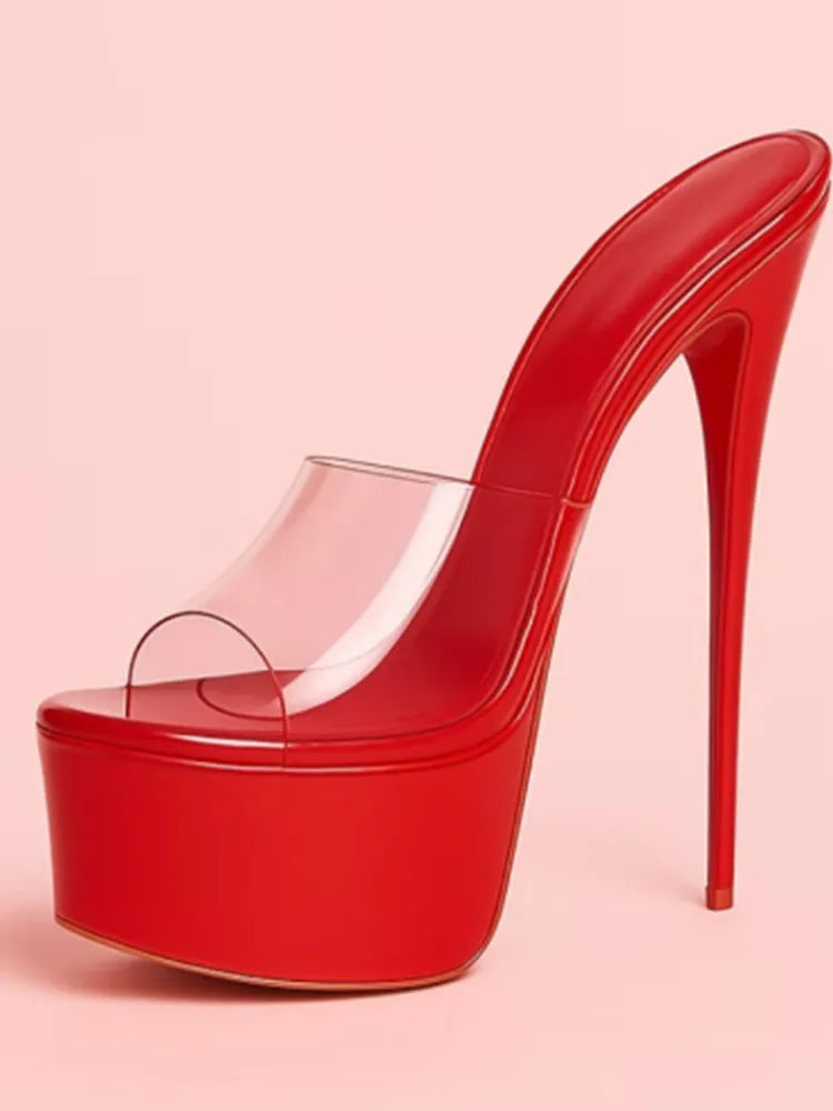 2026 Summer New Women's Thick Bottom, Fine High Heels, Toothed Cool Slippers, Fashion Show, Party, Ultra High Heel Sandals