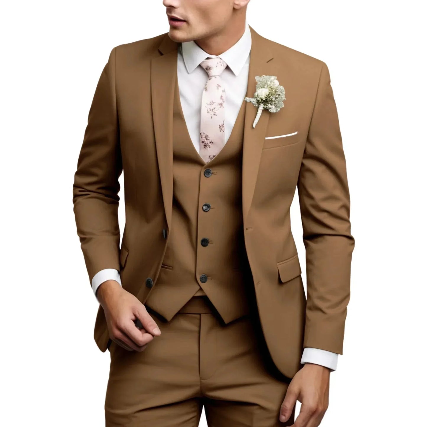 Casual Men's Suits  Slim Regular Fit 3 Piece Elegant Tuxedos Notch Lapel Blazer Vest Pants for Evening Party  Formal  Wedding