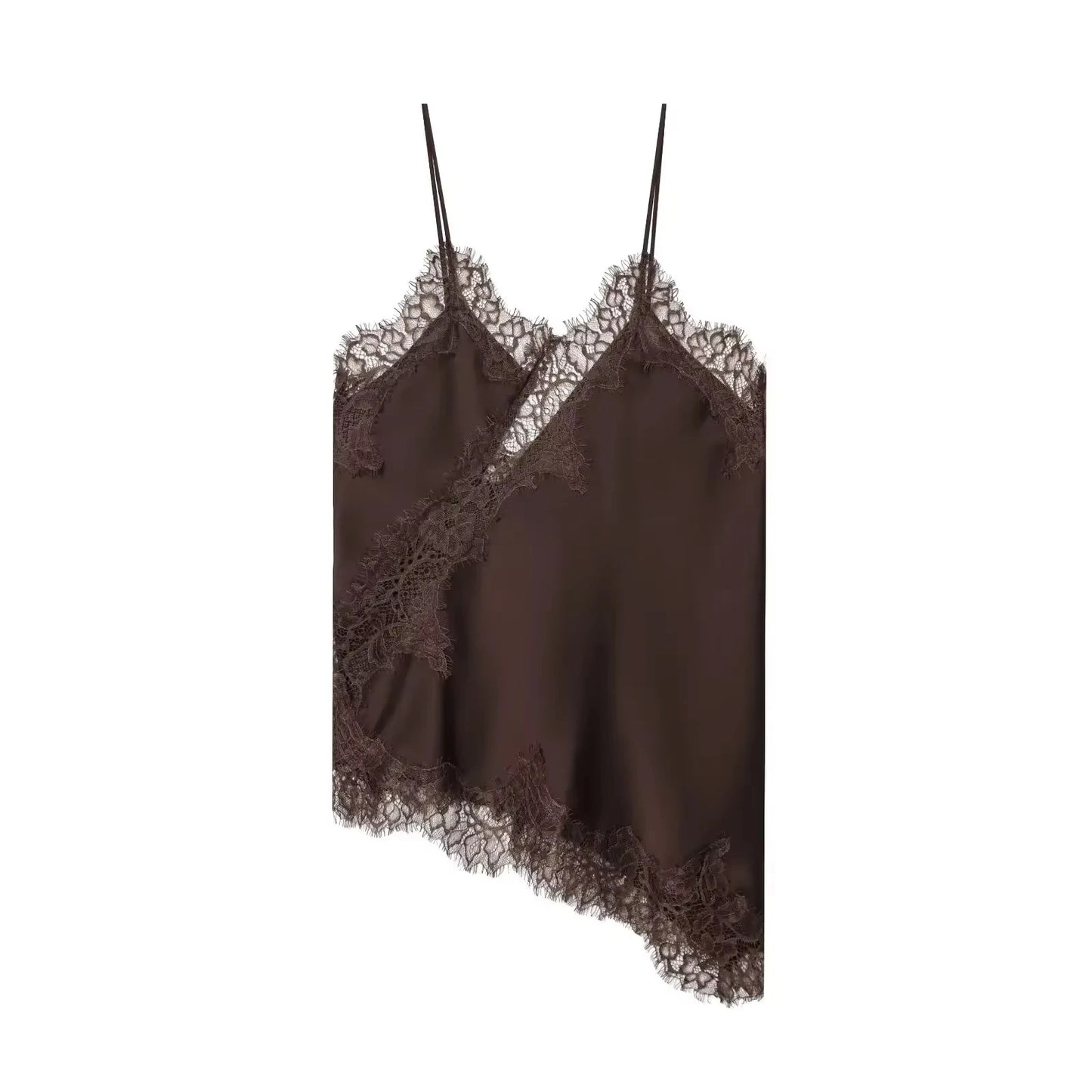 HH 2026 Summer Polka Dot Tops For Women Fashion High Street Asymmetrical Lace Patchwork Tanks Elegant Women Backless Camisole