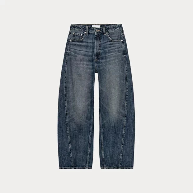 Fashionable Loose Balloon Cut mid Waist Denim Jeans Women's Autumn Zipper Style Casual Low Waist Jeans Stylish Loose Fit