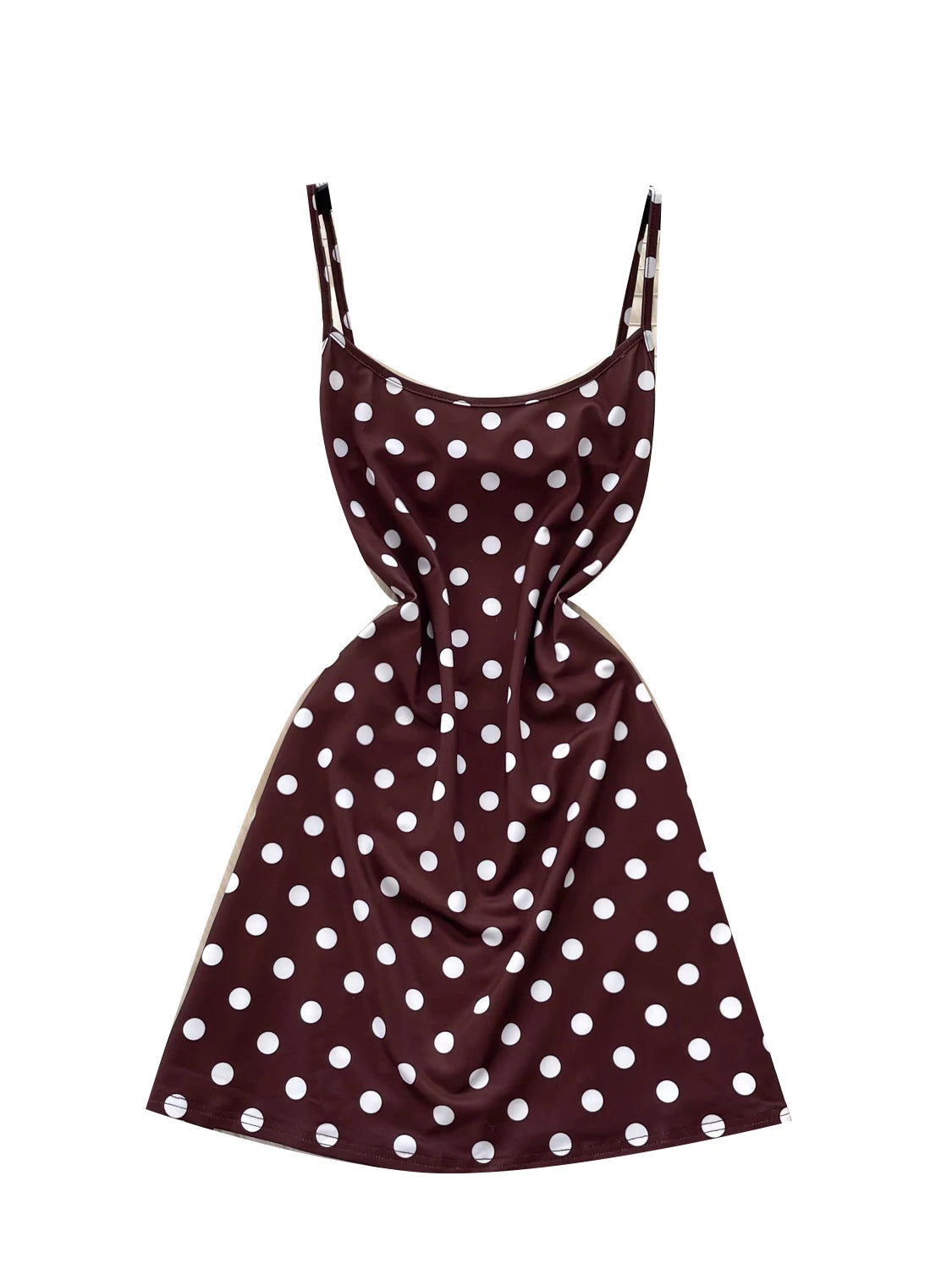 Polka Dot Halter Neck High Waist Slim Fit A-Line Dress Women Summer Sweet Commute Korean Style Polyester Fiber Sleeveless
