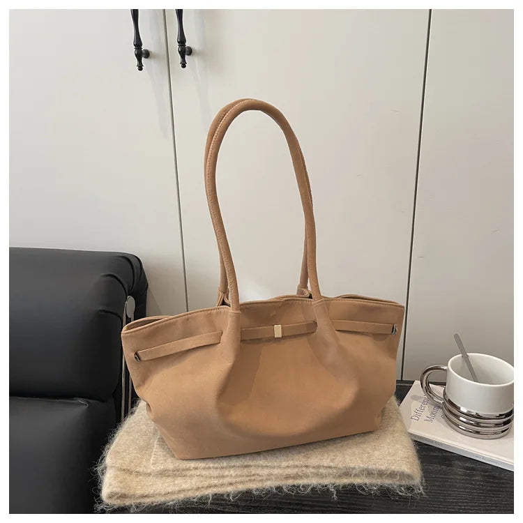 Faux Suede Shoulder Bag Women Fashion Commute Tote Bag Casual Underarm Bucket Purse Fall Daily Luxury Handbag
